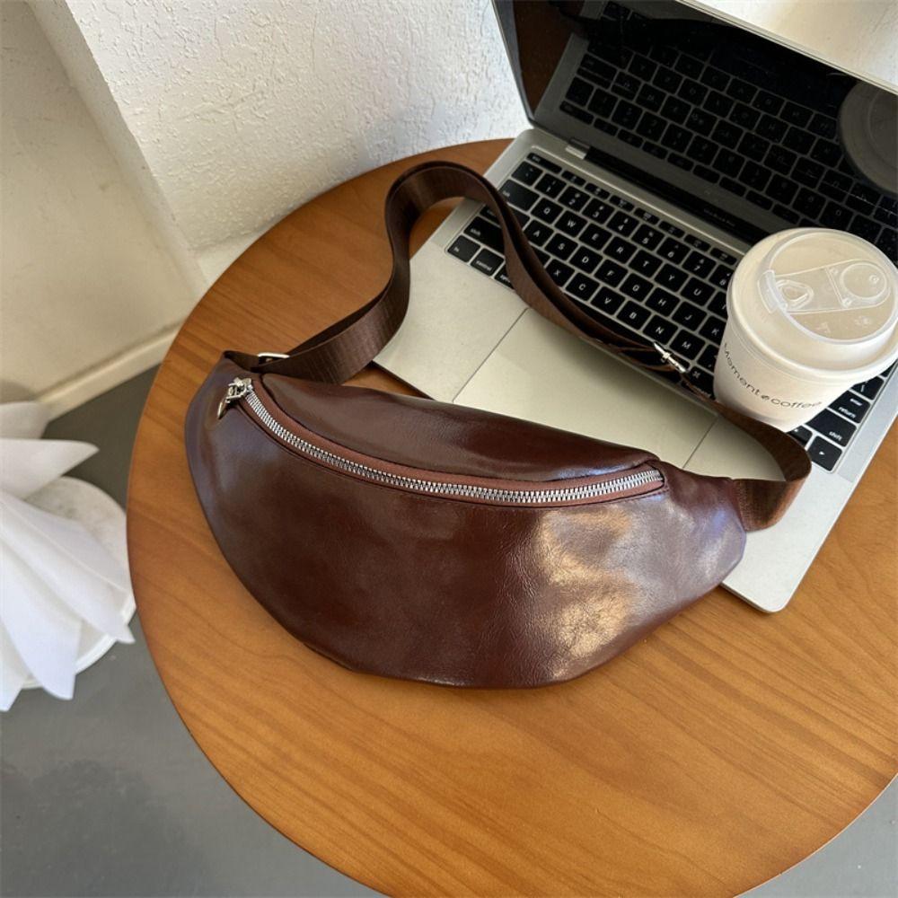 

Однотонная сумка-банан, поясные сумки, кроссбоди, поясная сумка, крутая ПУ грудная сумка, мужская темно-коричневого