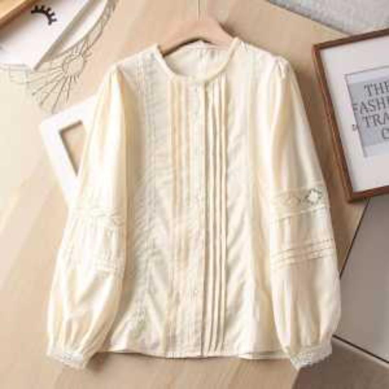 Women's 2025 New Design Interior Commuting Temperament Lace Long-sleeved Shirt Top