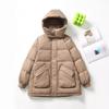 Autumn and Winter Hooded Down Jacket Women's Medium and Long White Duck Down Warm Winter Coat Fashionable Versatile and Loose