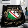 1PC Crest Emblem Custom Name Patterned Flannel Blanket Suitable For All Seasons For Home Decor Warmth And Comfort Gifts Holiday Present
