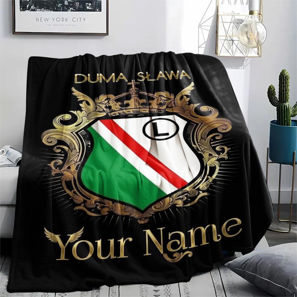 1PC Crest Emblem Custom Name Patterned Flannel Blanket Suitable For All Seasons For Home Decor Warmth And Comfort Gifts Holiday Present