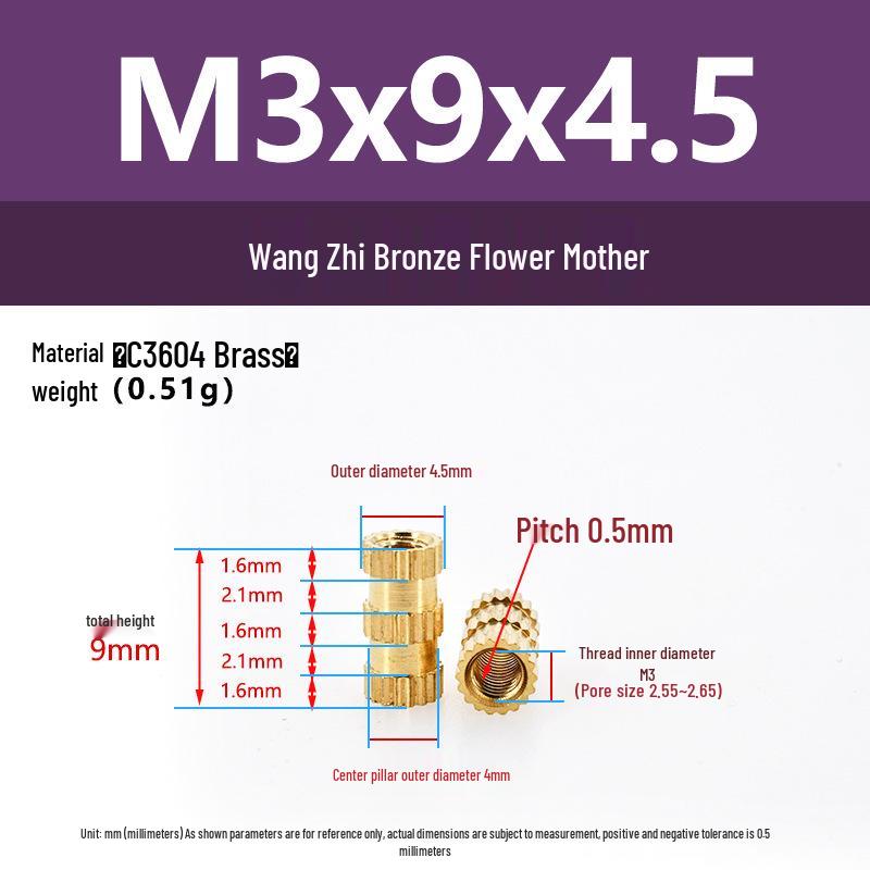 M1-M10 Knurled Brass Heat Insert Nut for Injection Molding