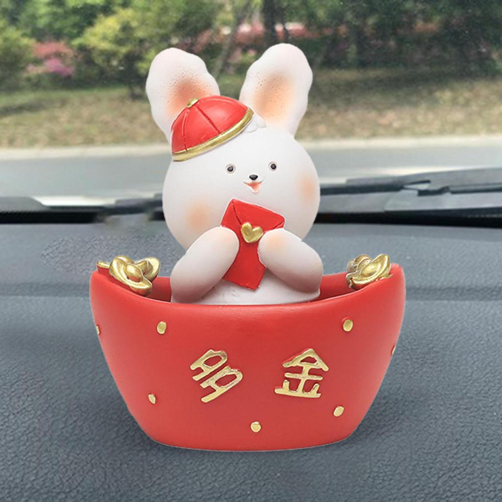 Chinese Statue Figurines Home Decoration Table Centerpieces Shaking Bunny Sculpture for Desktop,