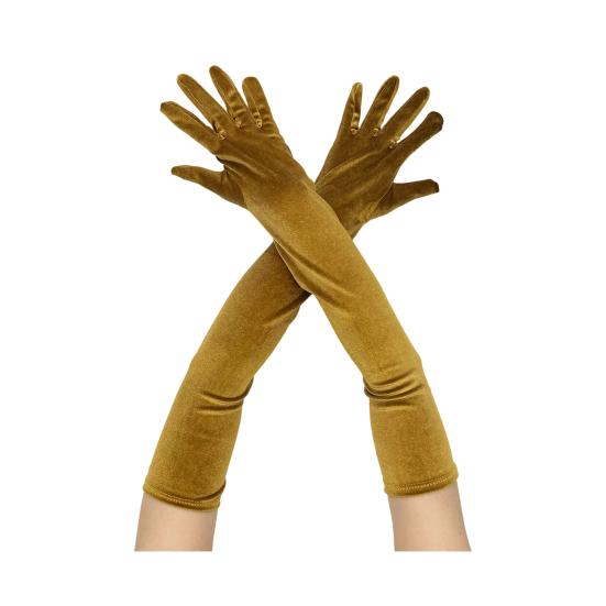 Women Velvet Long Gloves Retro Elbow Length Gloves 1920s Flapper