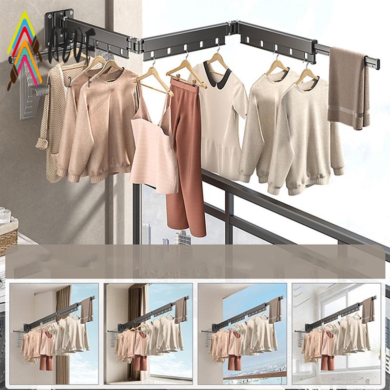 A20F-Wall-Mounted Clothes Drying Rack - Foldable Telescopic Household Clothes Drying Rod Design For Efficient Drying
