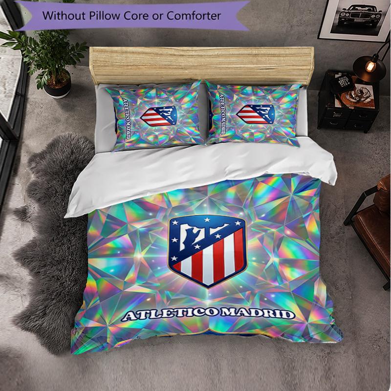 Set Lenzuola Atletico Madrid Modello 3 Pezzi Morbida Copripiumino in Microfibra con Federe per Camera da Letto