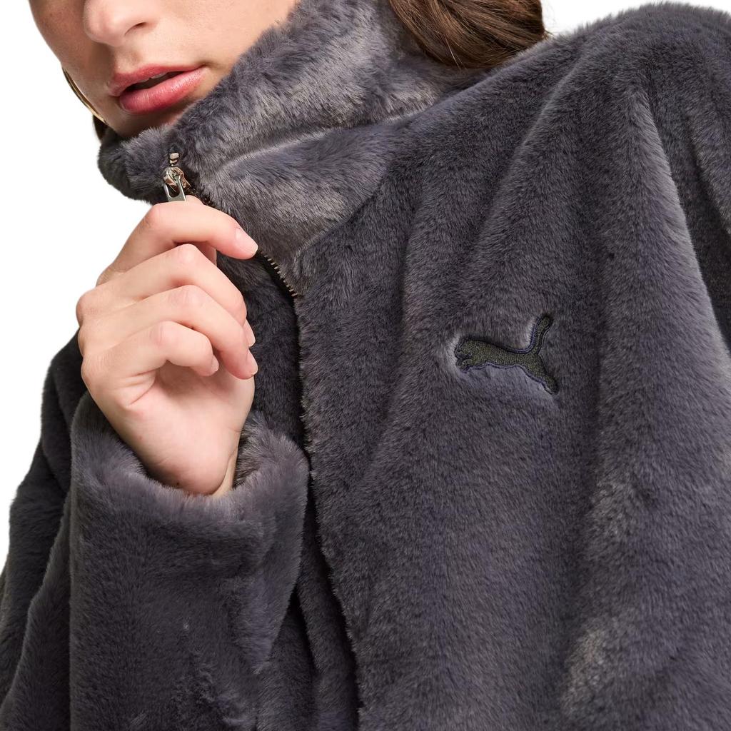 Puma Stand Collar Full Zip Comfortable Warm Breathable Long Sleeve Jacket Women Jacket Gray 626517-69