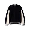 NODU Varsity Color Block Two-Way Round Zip-Up Knit Jacket [Black]