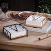 Gold Metal Napkin Holder with Solid Wood Base Ideal for Home Restaurant Hotel Cafe and Outdoor Use Efficient Tissue Dispenser
