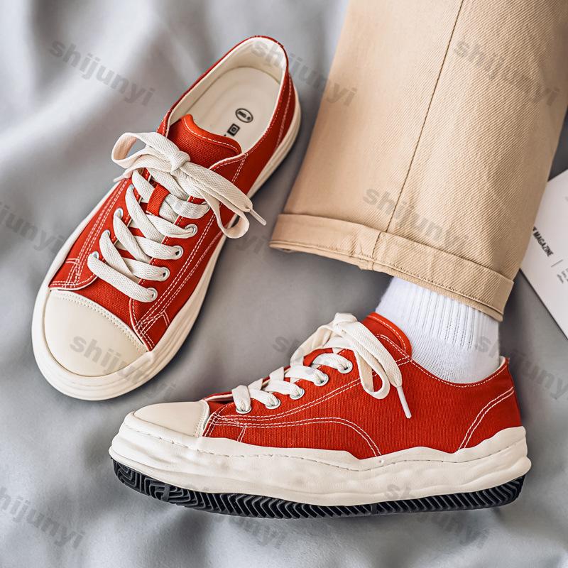 Men's Platform Sneakers Autumn Fashion Lace Up Outdoor Non Slip Canvas Shoes Comfortable Height Increase Low Help Casual Shoes