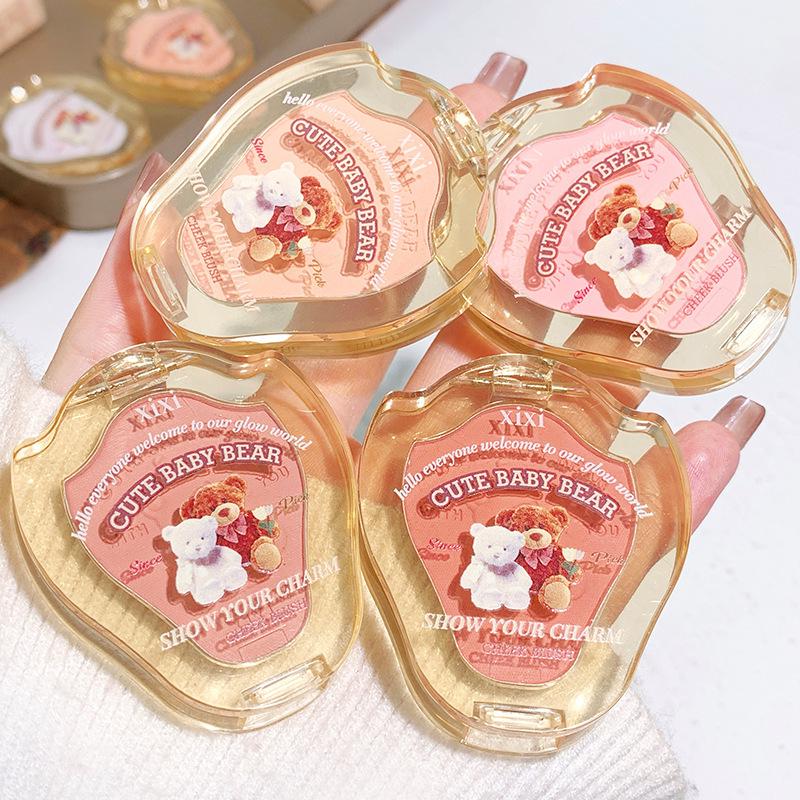 Makeup Xixi Working Bear Matte Blush: Mauve Peach for Natural Nude Makeup, Highlighting, and Contouring.