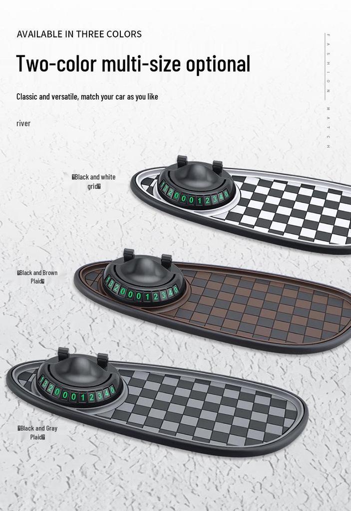 Car Center Console Non-slip Phone Holder & Multifunctional Parking Number Plate Dashboard Storage Mat