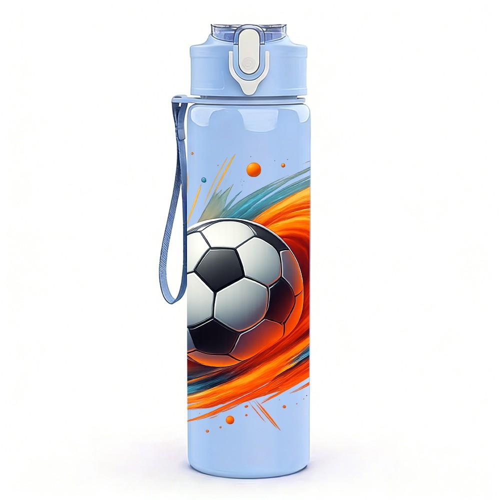 1PC Dynamic Soccer Ball 750ml Color Plastic Sports Water Bottle Leakproof Flip Straw Lid Suitable for Sports Office Home Use