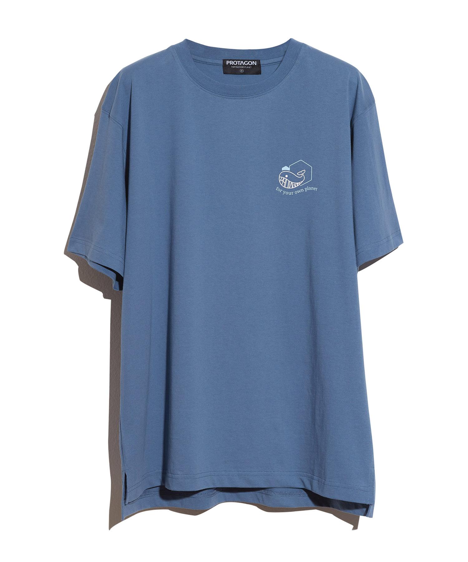 Protagon Whale Symbol Short-Sleeved Tee (Blue) L
