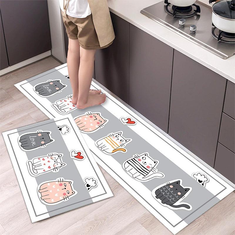Cute Cartoon Animal Carpet Kitchen Non slip Washable Floor Mat Animal Printing Entrance Floor Mat Home Decoration