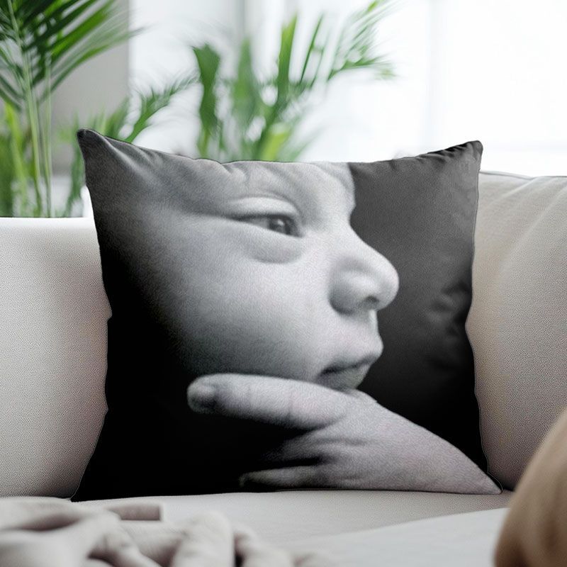 Drooling Baby Emoji Pillow Cover, Abstract Funny Style, Sofa Cushion Cover