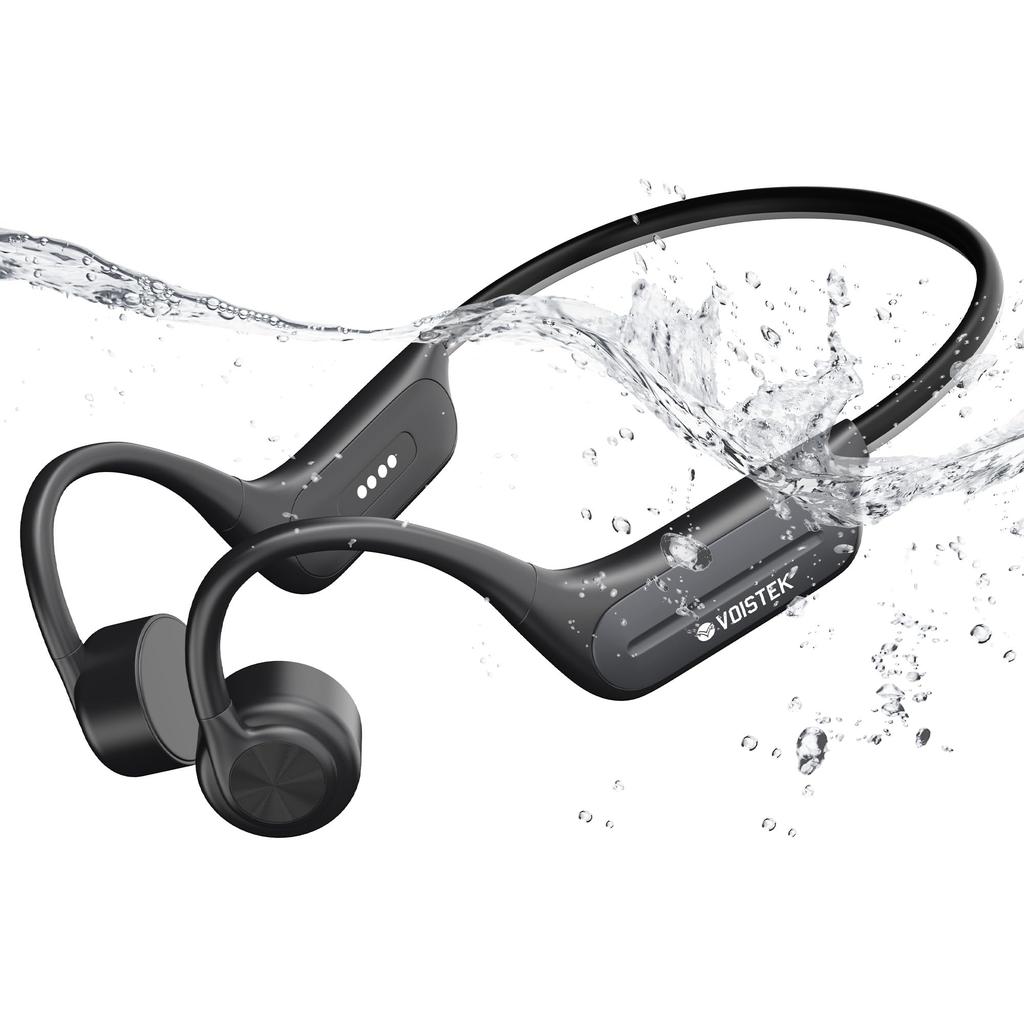 Bone Conduction Fully Waterproof Bluetooth Swimming Compatible with Caps and 32GB Internal 8 Hours of Continuous Wireless Headphones with Mic for and