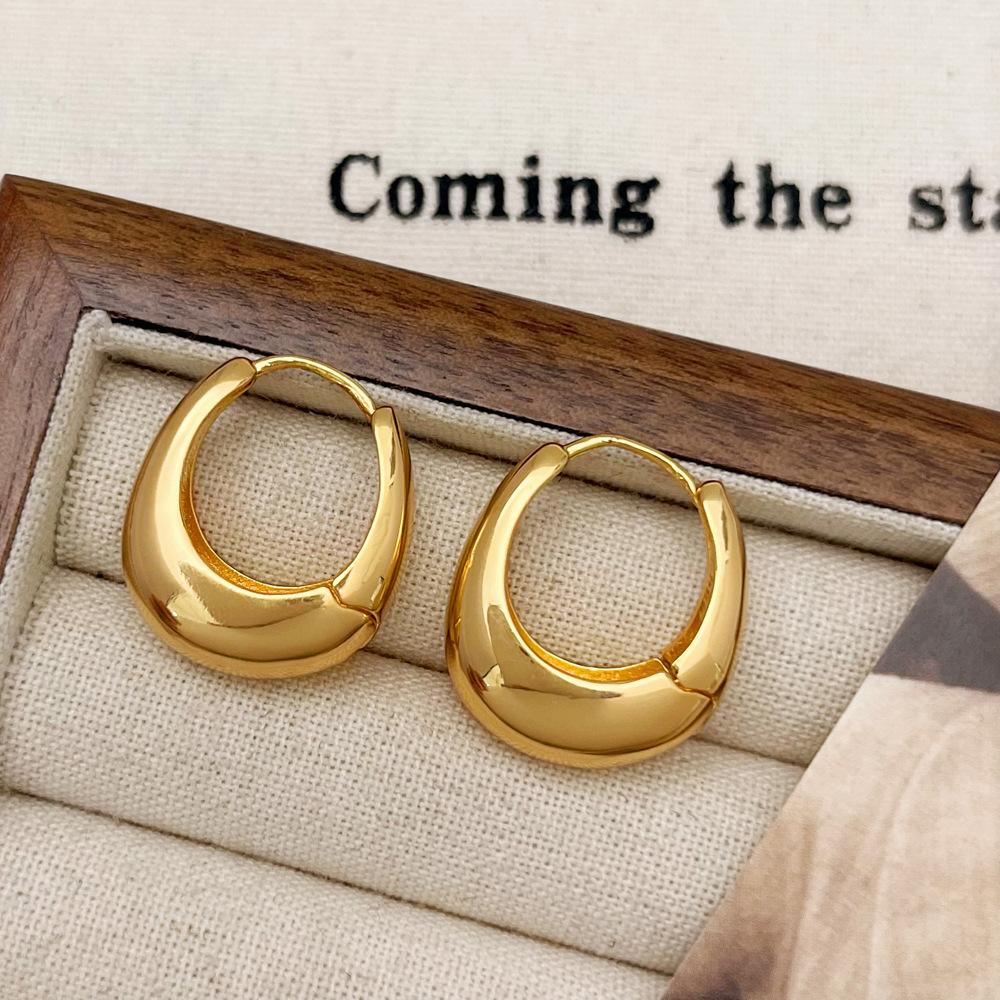 925 Silver Zircon Earrings for Women Vintage Simple Chunky Round Circle Hoops Earring Prevent Allergy Jewelry Gift