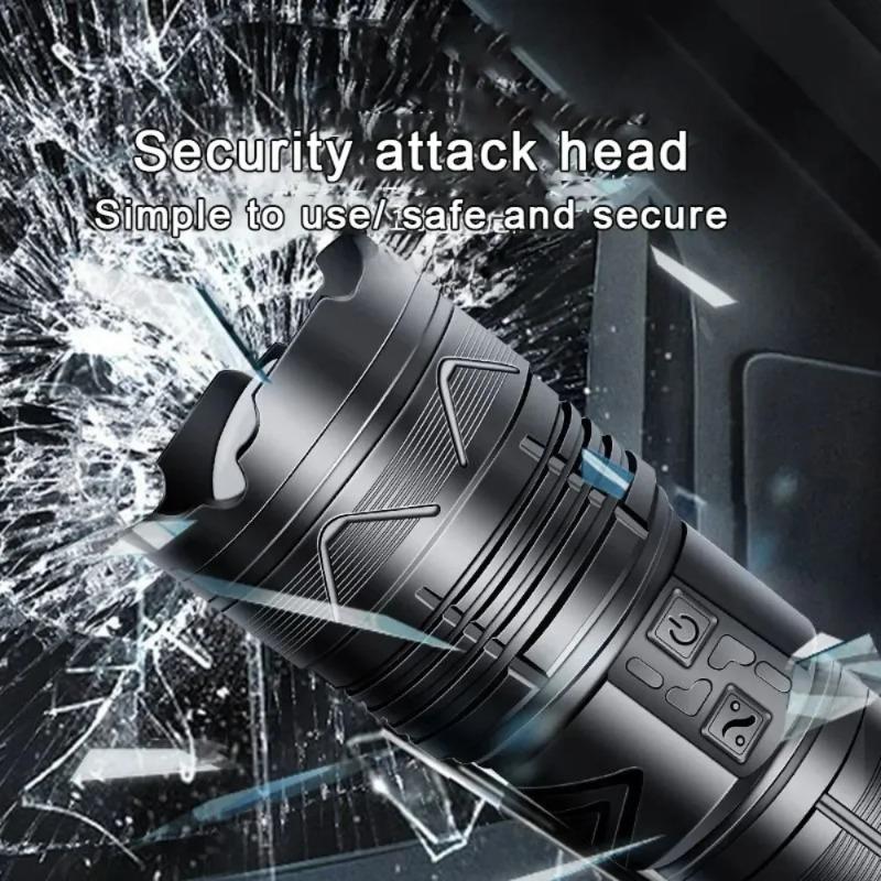 Powerful LED Flashlight Long Range Zoomable Aluminum Alloy Hand Lamp USB Rechargeable Outdoor Work Light for Outdoor Camping