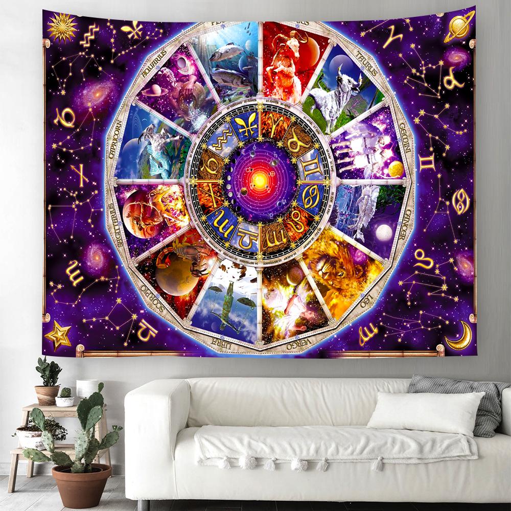 Zodiac Tarot Tapiserie Magic Array Tapiserie suspendată pe perete Decorare vrăjitorie mistică Decor hippie boem pentru dormitor