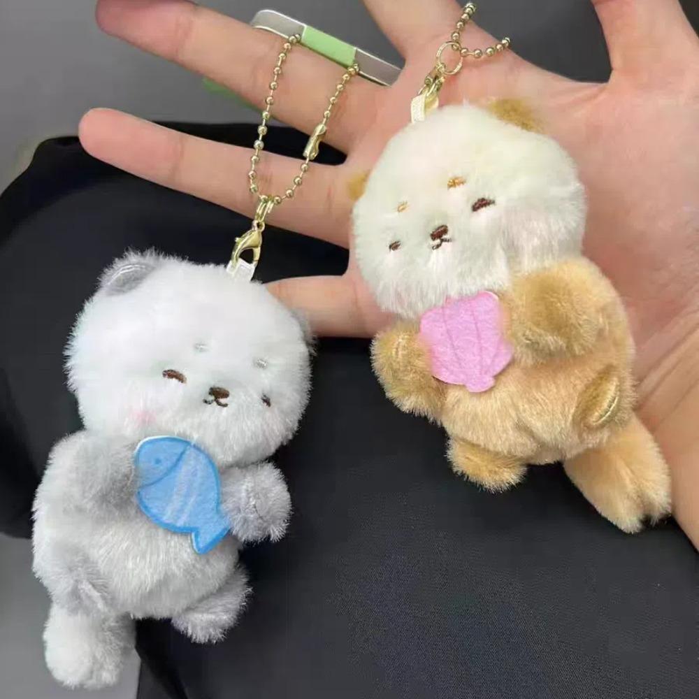 2pcs/set Dog Plush Animal Key Buckle Panda Cartoon Couple Pendants Pig Otter Keychain  Ornament