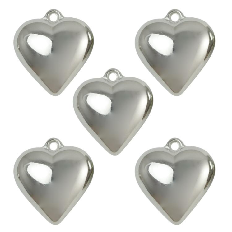 

5pcs Plastic Heart DIY Charm Pendants for Bracelet Necklace Jewelry Findings серебряный