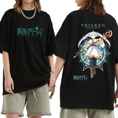 Anime Frieren Beyond Journeys End Summer Couple Clothes Frieren Fern Stark Tee Tops Unisex Women Tshirts Summer Funny Streetwear