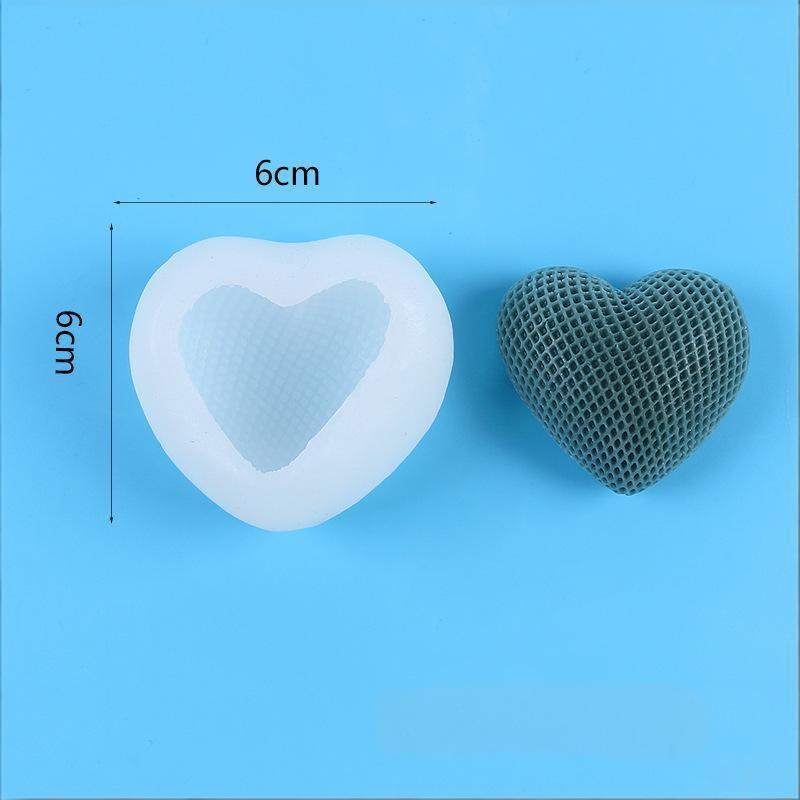 Silikonform Valentinstag Gitter Herz Garn Herz Texturiertes Herz Aromatherapie Kerze Gipsform Für Romantische Heimdekoration