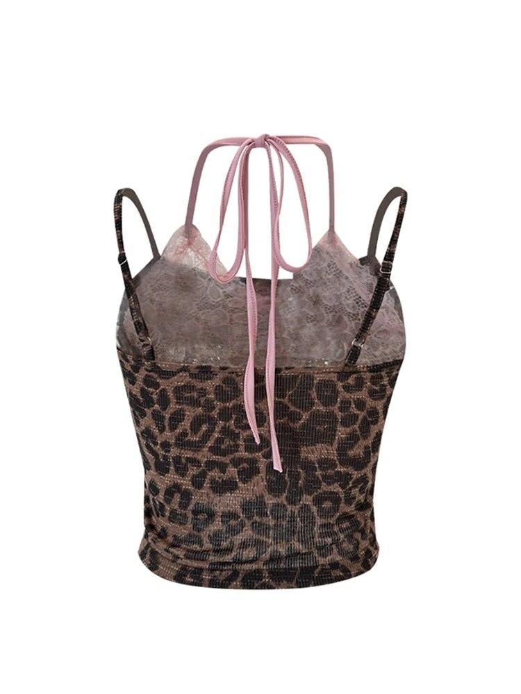 Women's Lace Patchwork Camisole Crop Top Vintage Y2k Summer Fashion Streetwear Tank Top Female Sexy Sleeveless Off Shoulder Vest