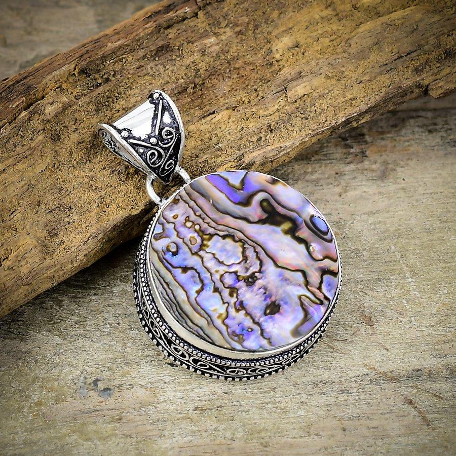 

Abalone Shell Gemstone Handmade 925 Sterling Silver Jewelry Pendant 1.85 M-179
