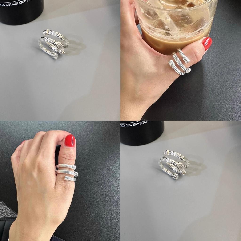 Korean Imported 2024 New Fashionable Layered Geometric Copper Ring For Women