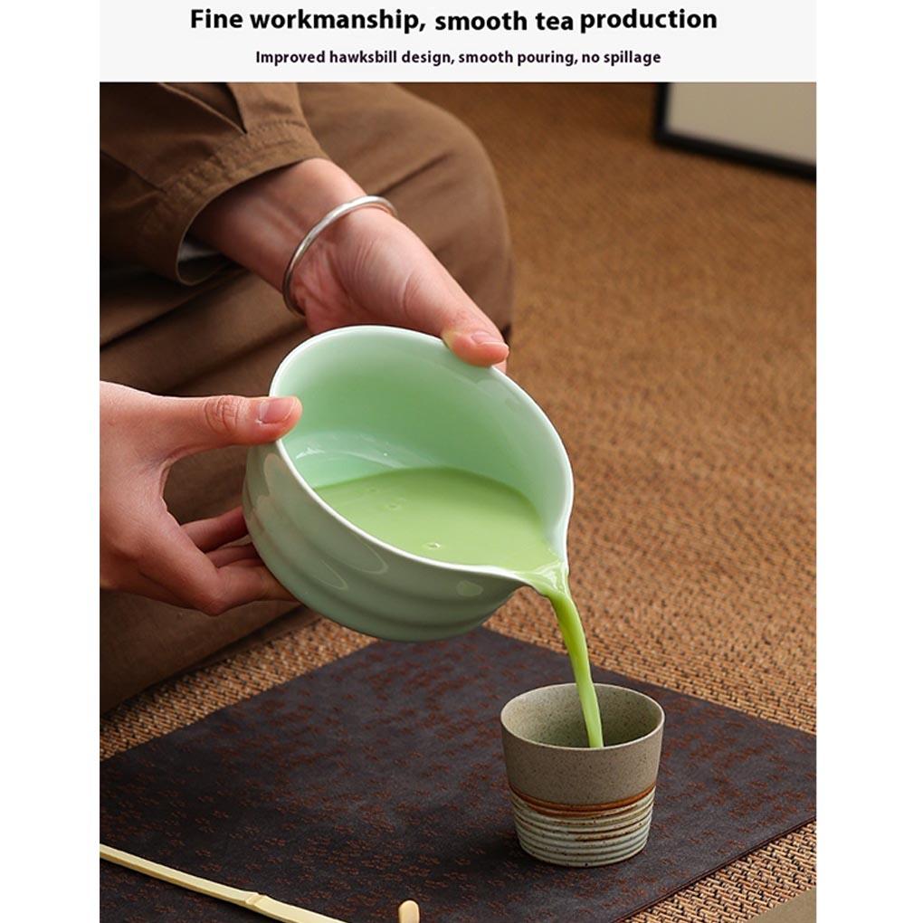 Bol unic japonez Chawan pentru Matcha, ceașcă de ceai ceramică lucrată manual cu cioc pentru iubitorii de ceai, ceramică