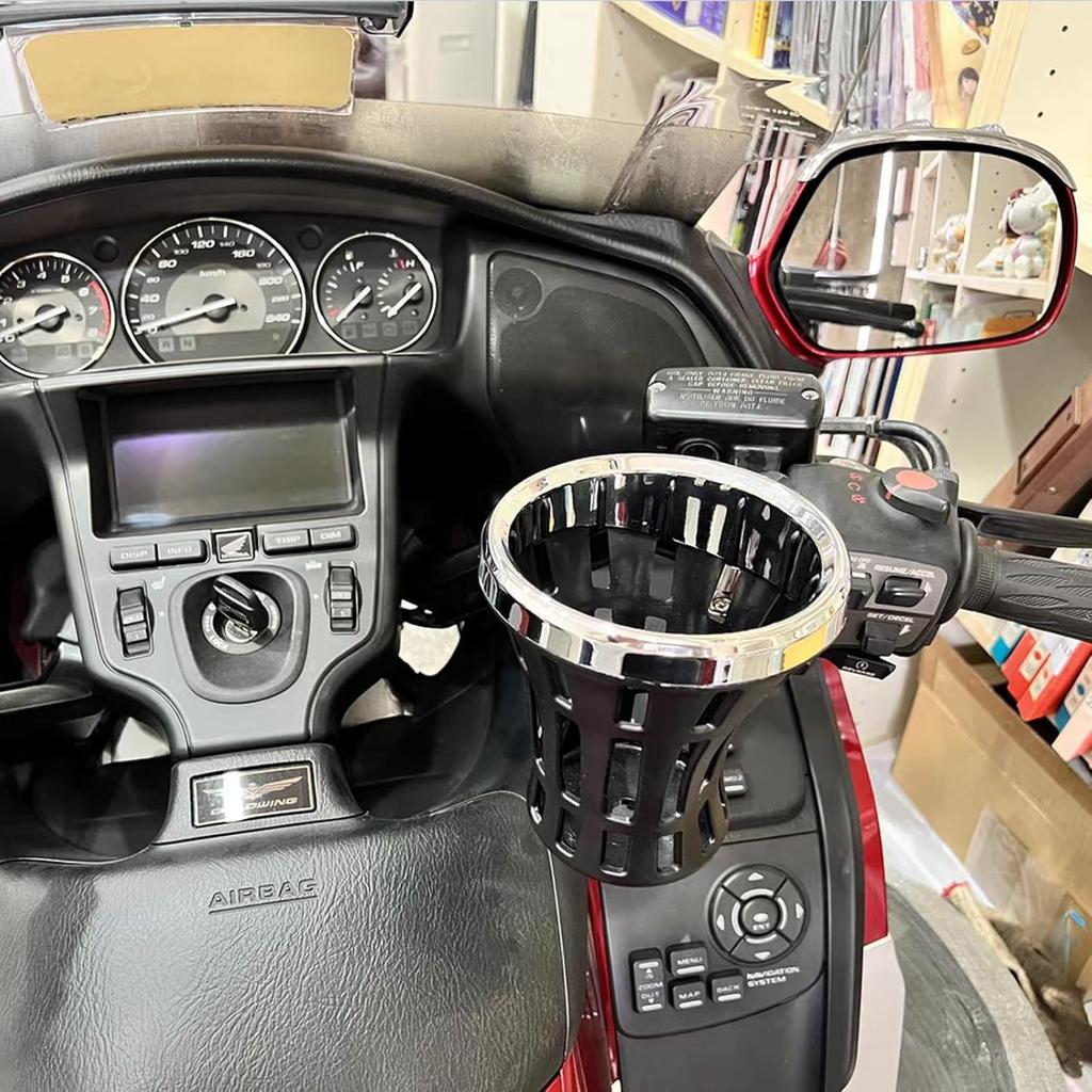 Motorcycle Handlebar Drink Cup Holder Plated And Rubber Chrome/Black Mount For Harley Davidson Passenger Water Bottle Holder With Mesh Basket For