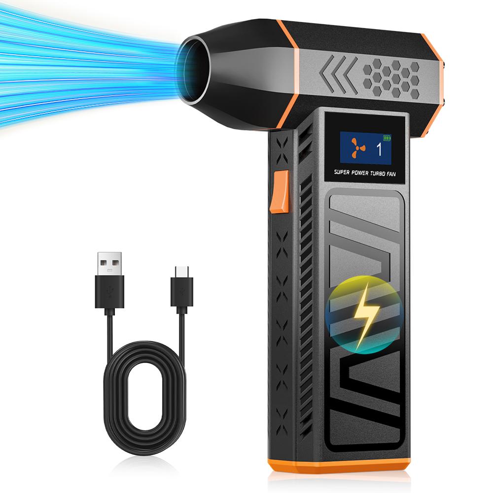Turbo Jet Fan Electric Air Duster 4 Gears Adjustable Car Blowing Snow Cleaning Blower Tools 130000 RPM Portable Type-C Charging