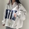 Frühlings Koreanischer Chic Damen Letter Print Hoodie Mit Stehkragen Und Lockerer Passform Für Freizeitkleidung