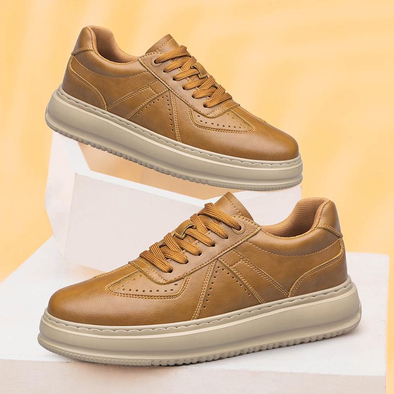 

Thick-Soled Height-Boosting White Sneakers - Spring 2025 Trendy Lightweight Round-Toe Casual Shoes 37