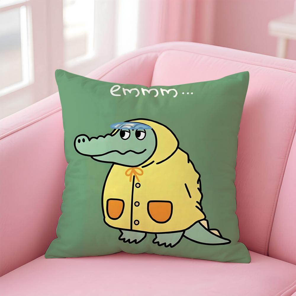 Cute Cartoon crocodiles Cushion Cover Pillowcase Short Plush Invisible zipper Room Sofa Cushion Cover