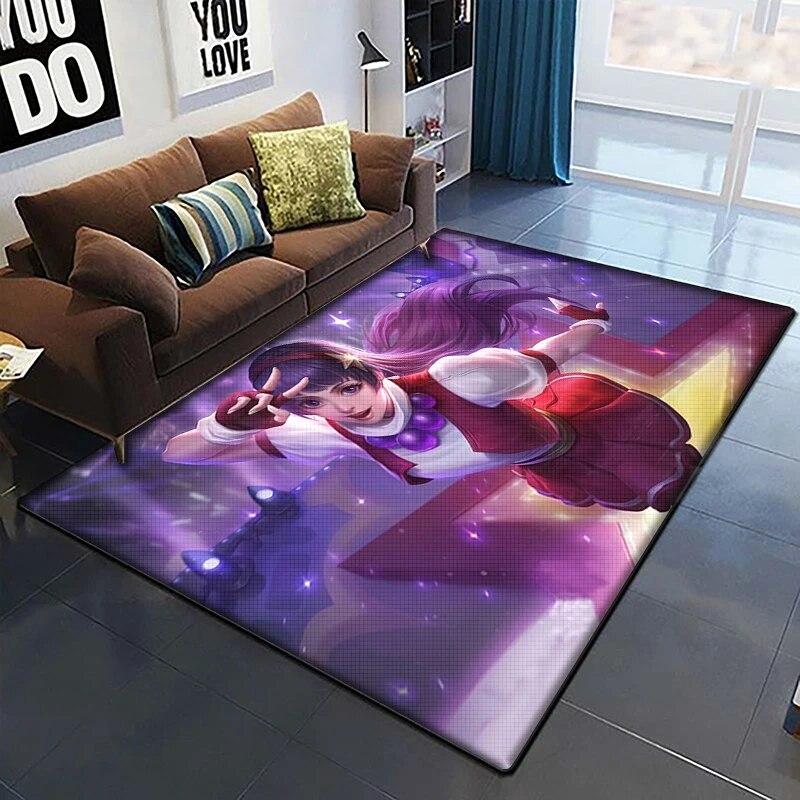 KOF Anime Krásný Malovaný Koberec do Obývacího Pokoje Velký Plošný Koberec Černý Měkký Koberec Domácí Dekorace Podložky Boho Koberce Piknik
