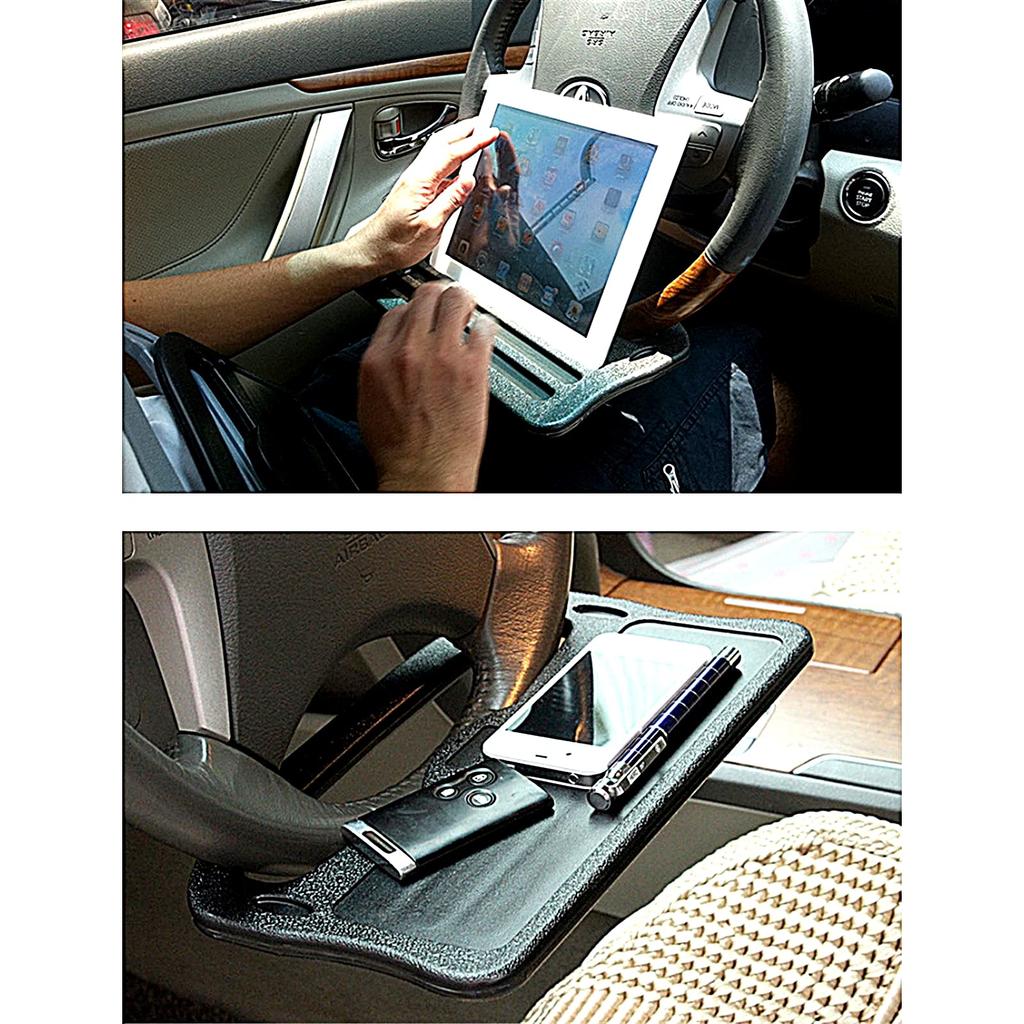 TradeWind Steering Wheel Car Dining for Car Camping 30x17cm Table, Tray, Desk, Table, Table, Laptop/Tablet Desk, (Small Black)
