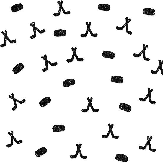 120 Hockey Confetti, Black Glitter Hockey Paper Confetti for Hockey Players Birthday Party, Hockey Ball Cut Out for Sports Theme Party Table