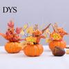 Artificial Pumpkin Ornaments Mini Fall Decoration, Farmhouse Autumn Thanksgiving Foam Centerpiece Faux Pumpkins with Maple Leaves Berries Sunflower