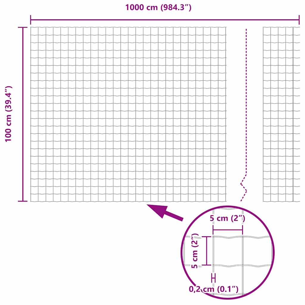 Welded Wire Fence with Concrete Foundation 25 x 1 m (W x H)