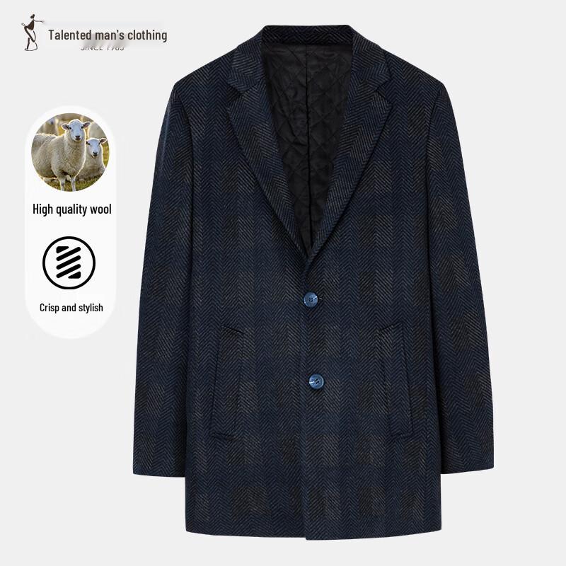 

Мужское полупальто из смесовой шерсти с тонкой полосатой текстурой 2XL