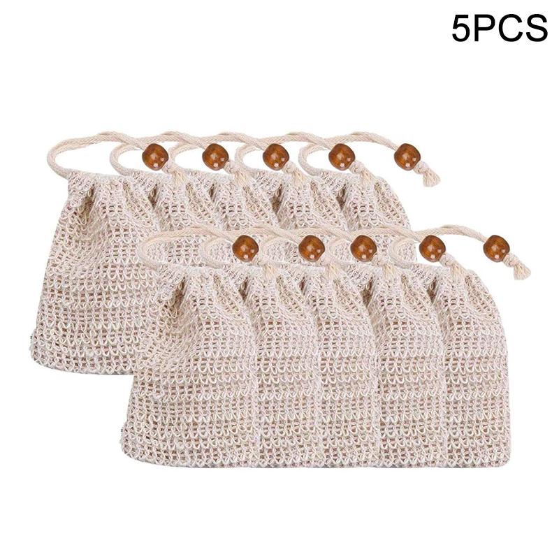 5/10pcs Natural Sisal Soap Bags Shower Bath Exfoliating Soap Saver Pouch Holder for Bath & Shower Use Soap Packaging Mesh Bags