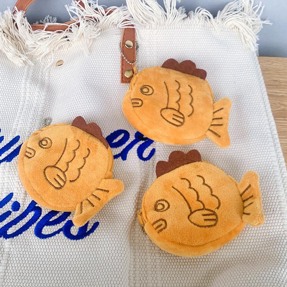 Cartoon Taiyaki Plush Coin Purse & Data Cable Bag