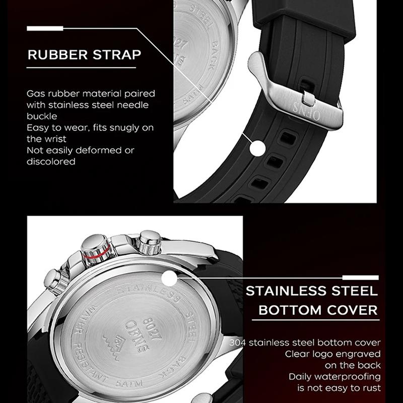 Fashion Three Eye Six Needle Men's Quartz Watch Multi Functional Waterproof Night Light Calendar Male Wristwatches
