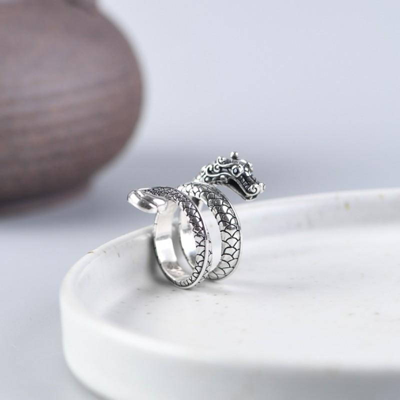 New Men 'S Retro Dragon Ring Tide Zodiac Dragon Domineering Animal Personality Is Fashionable And Adjustable 