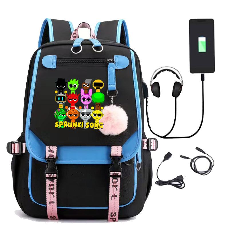 Sprunki Rhythm Box Game Usb Charging Student School Bag Kids Backpack Backpack one size fits all