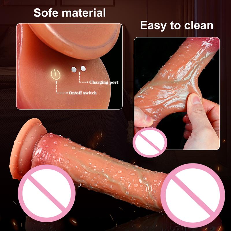 Telescopic Realistic Dildo Vibrator Heating Thrusting Vibrador Adult Sex Toys For Women Men G-Spot
