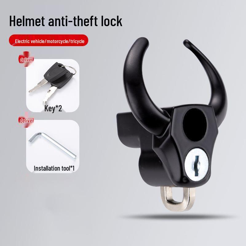 Electric Bicycle & Motorcycle Helmet Lock with Safety Buckle and Key Hook